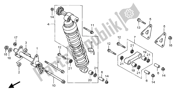 Toutes les pièces pour le Coussin Arrière du Honda XL 1000V 2001