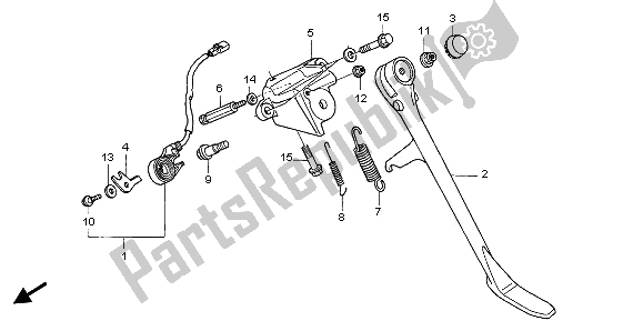 All parts for the Side Stand of the Honda VTX 1800C 2003