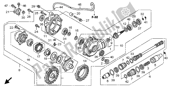 Todas as partes de Engrenagem Final Dianteira do Honda TRX 500 FA Fourtrax Foreman 2001