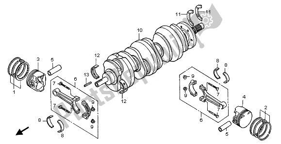 All parts for the Crankshaft & Piston of the Honda GL 1800 2008