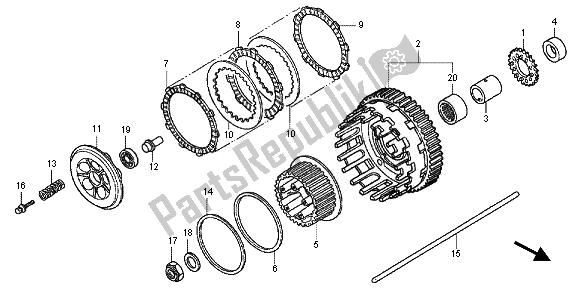 All parts for the Clutch of the Honda VFR 800X 2011