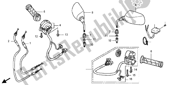 Tutte le parti per il Interruttore E Cavo E Specchio del Honda FJS 600A 2012