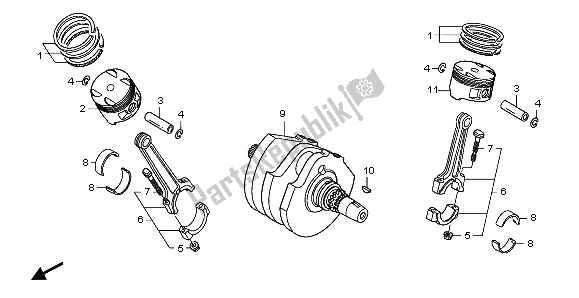 All parts for the Crankshaft & Piston of the Honda NT 700 VA 2007