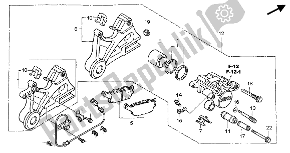 Alle onderdelen voor de Achter Remklauw van de Honda CBF 500 2007