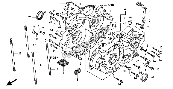 All parts for the Crankcase of the Honda XR 650R 2004