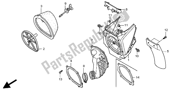 All parts for the Air Cleaner of the Honda CR 250R 2003