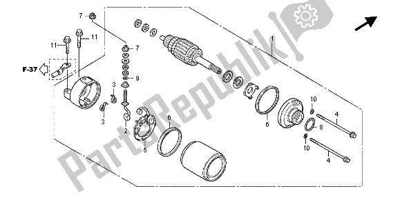 All parts for the Starting Motor of the Honda CBF 1000F 2012