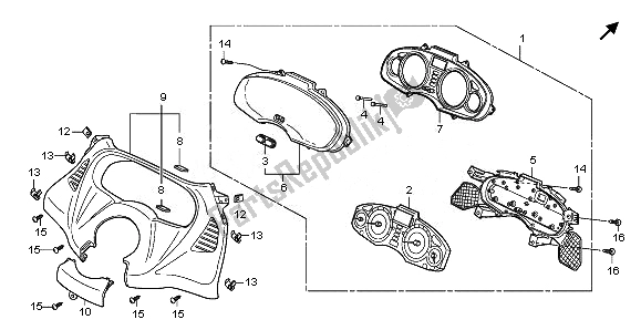 Alle onderdelen voor de Snelheidsmeter (mph) van de Honda FES 125 2010