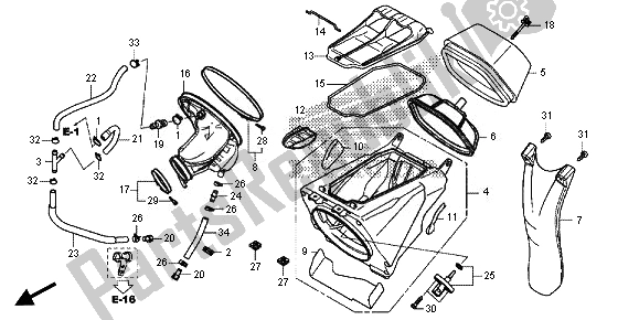 All parts for the Air Cleaner of the Honda CRF 450R 2014