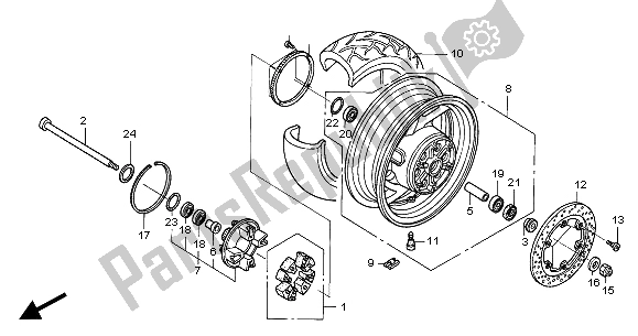 All parts for the Rear Wheel of the Honda ST 1300 2004