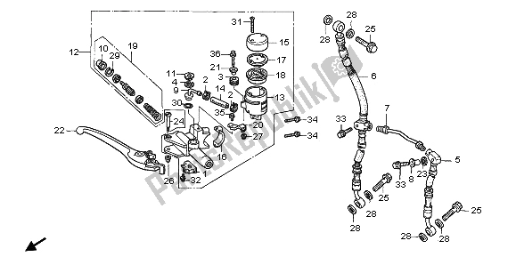 All parts for the Fr. Brake Master Cylinder of the Honda RVF 750R 1995