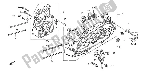 All parts for the Crankcase of the Honda SH 150 2005