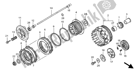 All parts for the Clutch of the Honda XL 1000V 2004