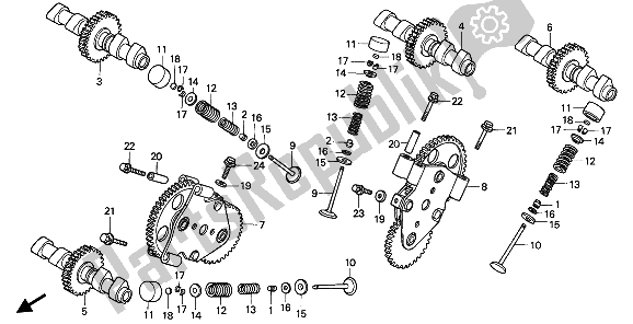 Tutte le parti per il Albero A Camme E Valvola del Honda VFR 750F 1994