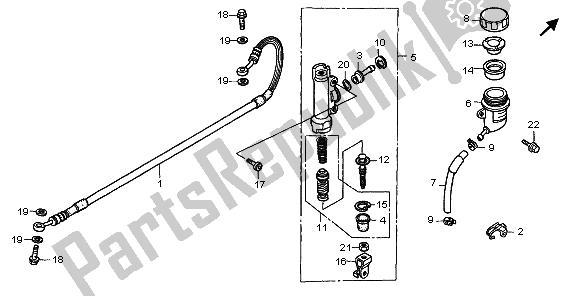 Todas las partes para Cilindro Maestro Del Freno Trasero de Honda CR 125R 1998