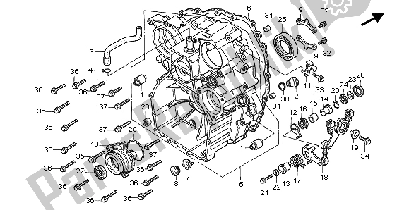 Alle onderdelen voor de Achterkant Van De Behuizing van de Honda GL 1500A 1997