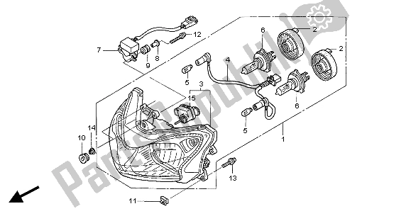 All parts for the Headlight (eu) of the Honda ST 1300 2004