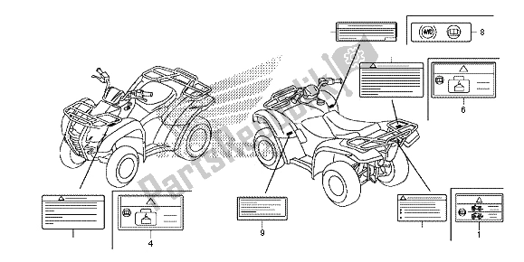 Wszystkie części do Etykieta Ostrzegawcza Honda TRX 420 FA Fourtrax Rancher AT 2013