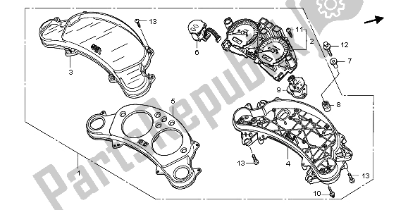 All parts for the Meter (mph) of the Honda CBF 600 SA 2009