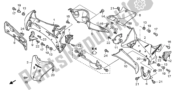 Alle onderdelen voor de Hoofdpijpdeksel & Beenschild van de Honda ANF 125 2012