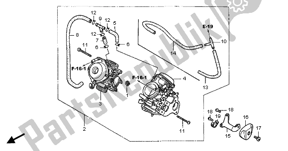 Tutte le parti per il Carburatore (assy.) del Honda VT 750 DC 2001