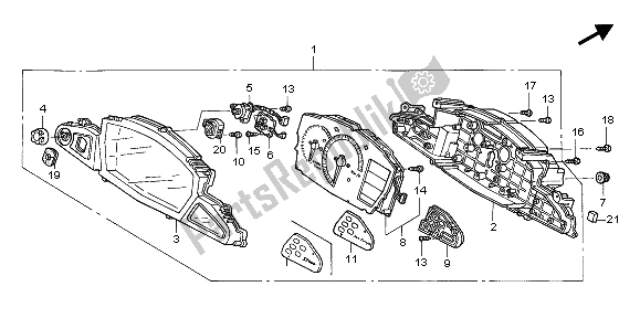 All parts for the Meter (mph) of the Honda ST 1300A 2003