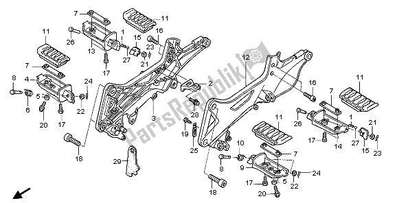 All parts for the Step of the Honda ST 1300A 2006