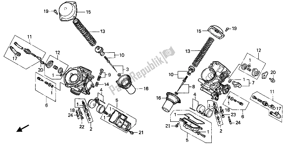 All parts for the Carburetor (component Parts) of the Honda XL 600V Transalp 1992