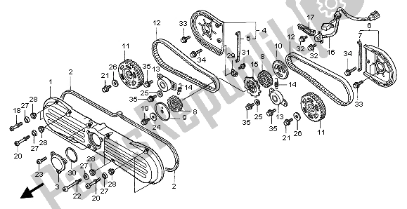 All parts for the Front Cover & Timing Belt of the Honda GL 1500C 1999