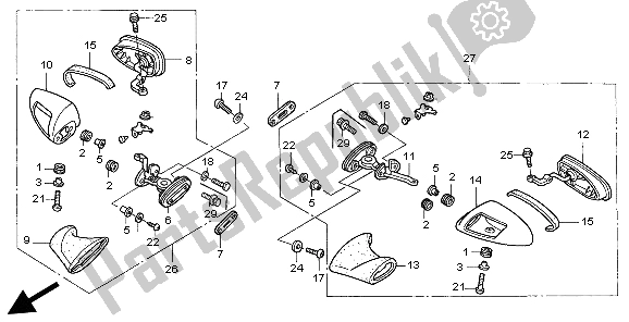 Tutte le parti per il Specchio Posteriore del Honda CBR 1100 XX 1999