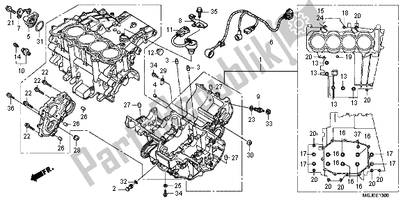 All parts for the Crankcase of the Honda CBF 1000 FA 2012