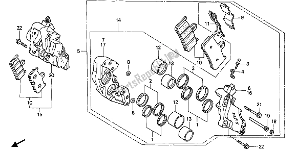 Alle onderdelen voor de Remklauw Voor van de Honda CBR 900 RR 1992