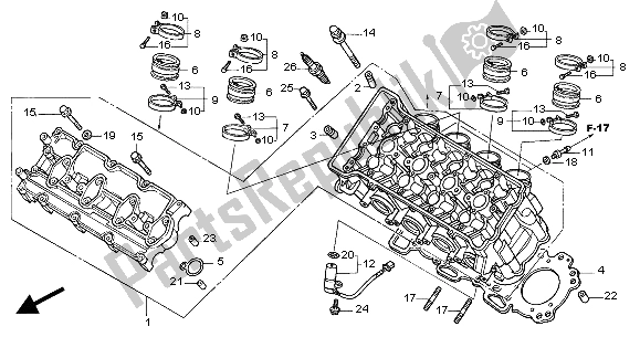 All parts for the Cylinder Head of the Honda CBR 600F 2004