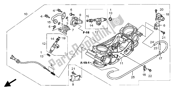 All parts for the Throttle Body (assy.) of the Honda XL 1000V 2004