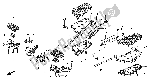 All parts for the Step of the Honda GL 1800A 2005