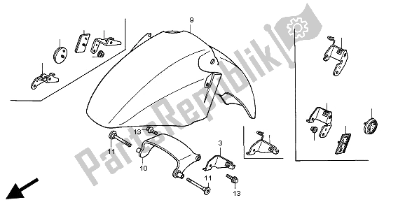 All parts for the Front Fender of the Honda ST 1100 1997