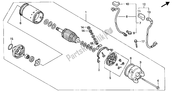 All parts for the Starting Motor of the Honda NTV 650 1988