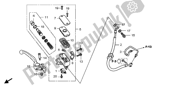 All parts for the Front Brake Mastercylinder of the Honda NSA 700A 2008