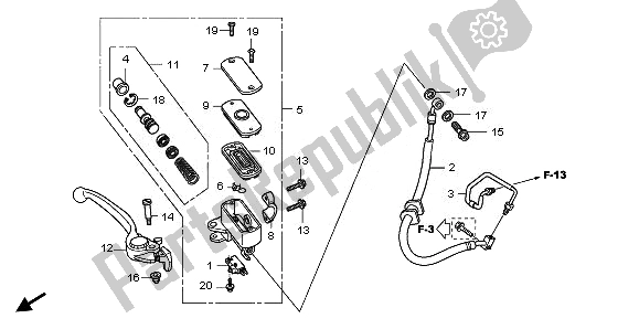 All parts for the Front Brake Mastercylinder of the Honda NSA 700A 2008