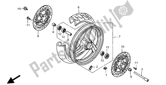 All parts for the Front Wheel of the Honda CB 600F Hornet 1998