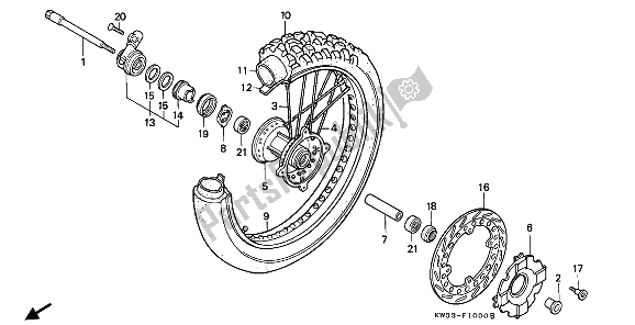 Wszystkie części do Przednie Ko? O Honda NX 250 1993