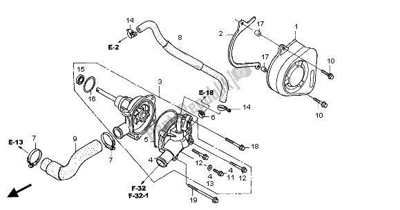 All parts for the Water Pump of the Honda CBF 600N 2005