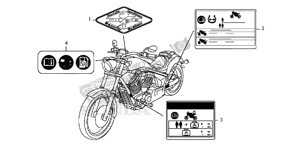 Alle onderdelen voor de Waarschuwingsetiket van de Honda VT 1300 CXA 2013