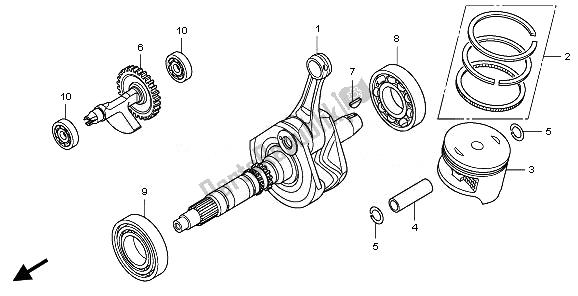 All parts for the Crankshaft & Piston of the Honda TRX 420 FE Fourtrax Rancher 4X4 ES 2010
