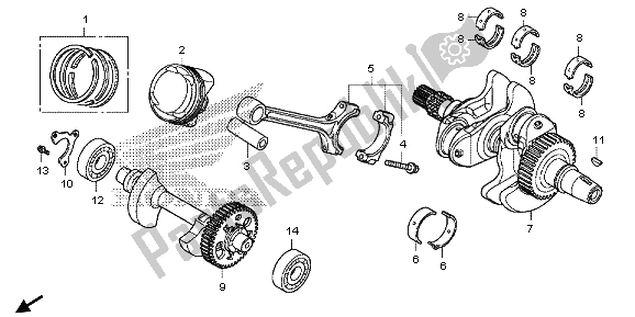 All parts for the Crankshaft & Piston of the Honda NC 700 SD 2013