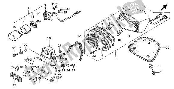 All parts for the Taillight of the Honda VT 1100C2 1995