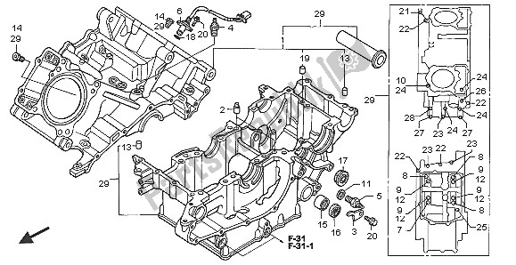 All parts for the Crankcase of the Honda VTR 1000 SP 2005