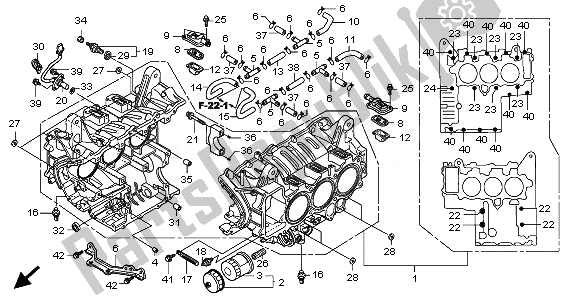 All parts for the Cylinder Block of the Honda GL 1800 2010