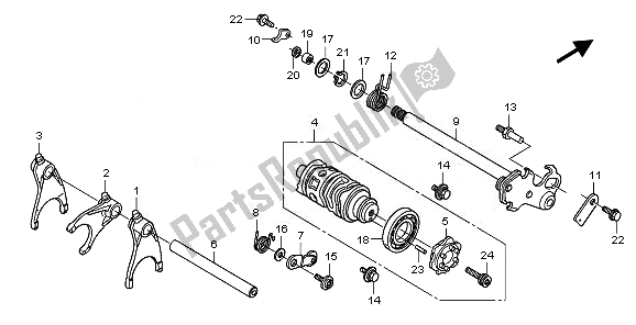 Toutes les pièces pour le Tambour De Changement De Vitesse du Honda CBF 600S 2010