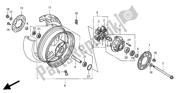 Alle onderdelen voor de Achterwiel van de Honda CBR 1100 XX 2000